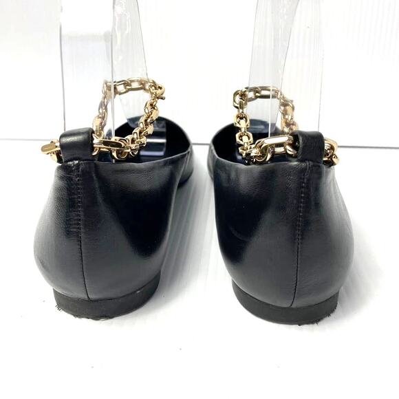 Women's Antonio Melani Ankle Chain Strap Pointed Toe Flats Black Leather 7 M - Picture 5 of 8